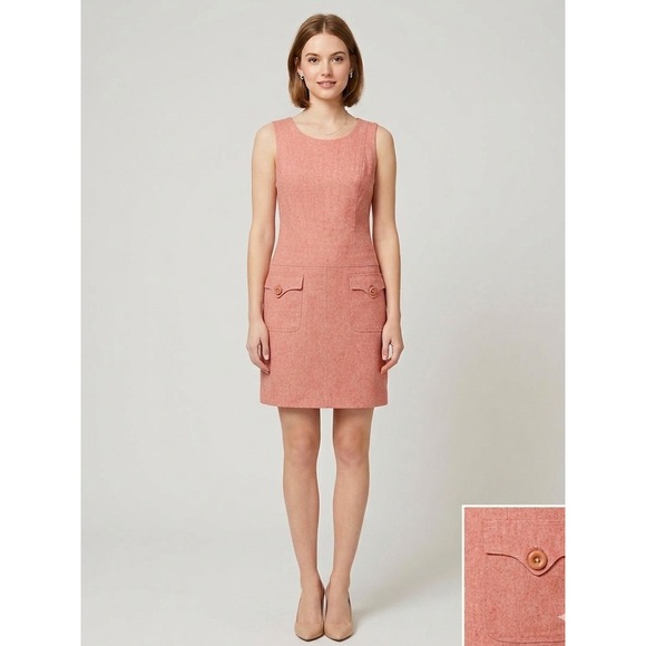 LOFT Dresses & Skirts - Ann Taylor LOFT Sheath Dress Size 8 Pink Wool Blend Tweed Sleeveless